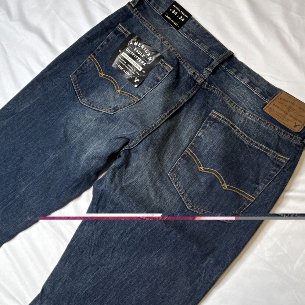 American Eagle Outfitters Original Straight Heritage Jean Medium Wash 34x34 9/16 - Picture 9 of 9